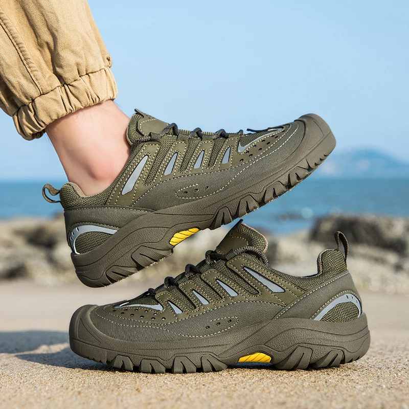New Design Men's Casual Shoes Fashion Outdoor Sports Shoes All-match Leather Sneakers Classic Walking Treking Footwear Trainers