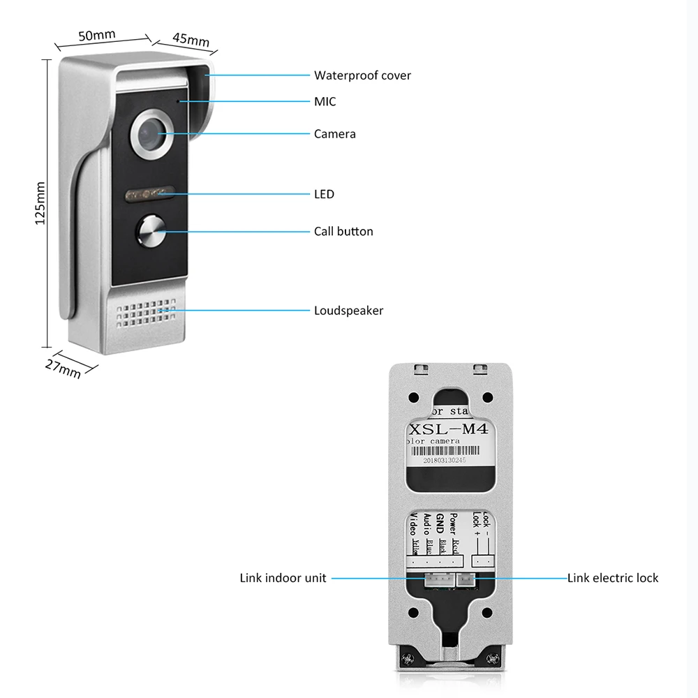 Wired Video door phone Intercom System with 7''Inch Color Monitor Kit Doorbell With Waterproof Outdoor IR Camera Home Security