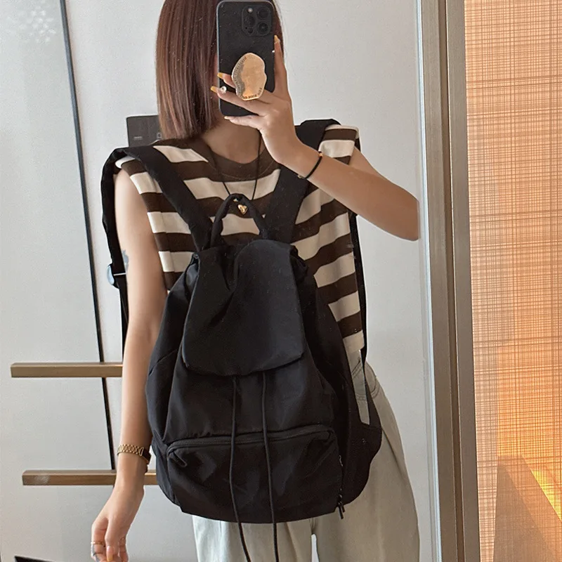 Backpack for college students new black simple style casual bag for women large capacity Oxford backpack travel bag