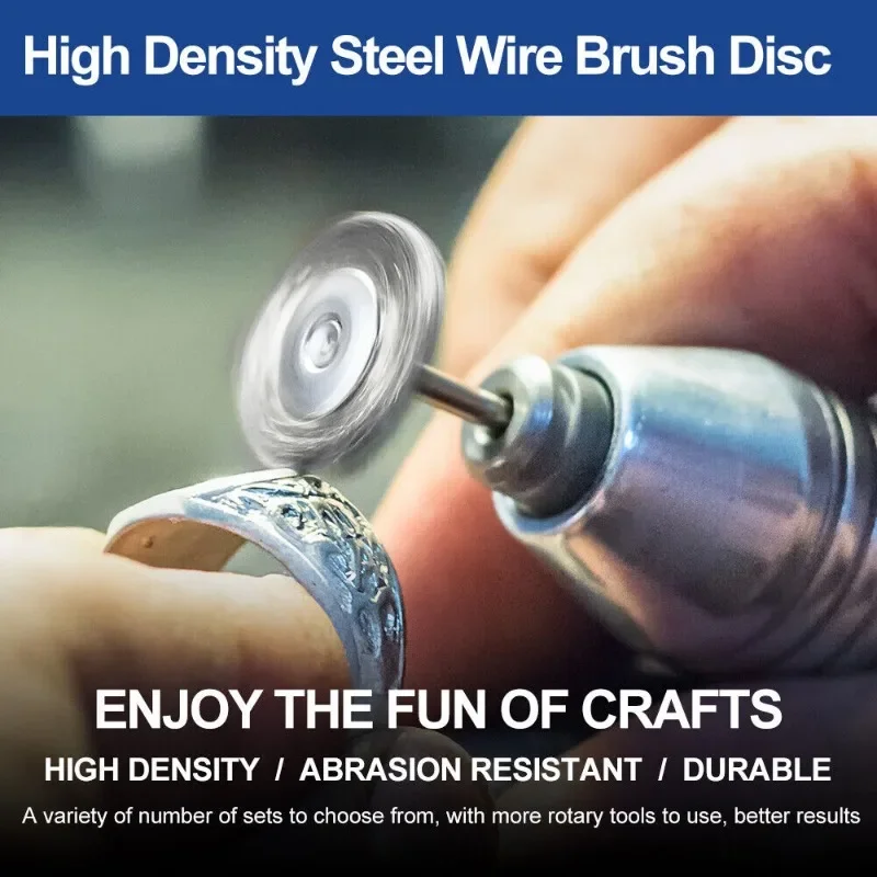 Kit de brosses rondes en fil d'acier inoxydable, 20 pièces, brosse métallique, roue, outil de polissage pour disque de meuleuse Dremel, accessoires d'outils abrasifs