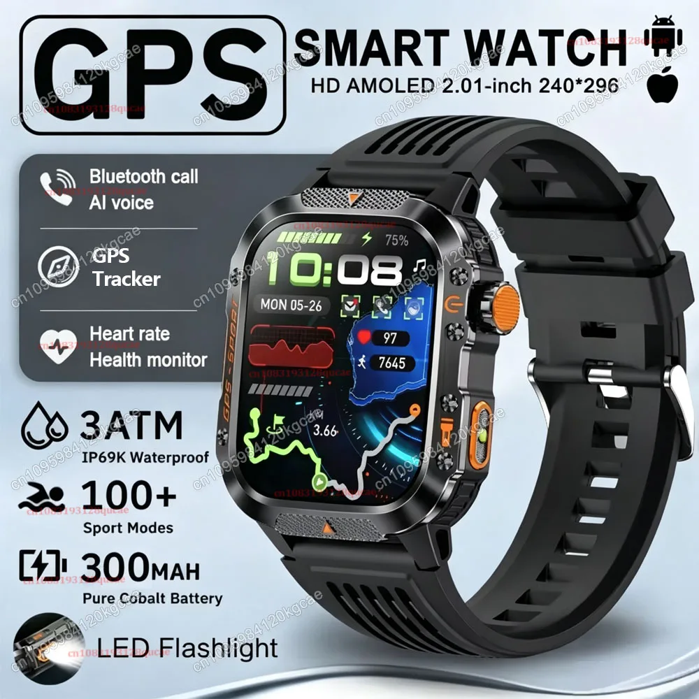 New Military Men's Smart Watch LED Flashlight Outdoor Sports Smart Watch Wristwatch Health Monitoring Smart Watch Man Women Hw12