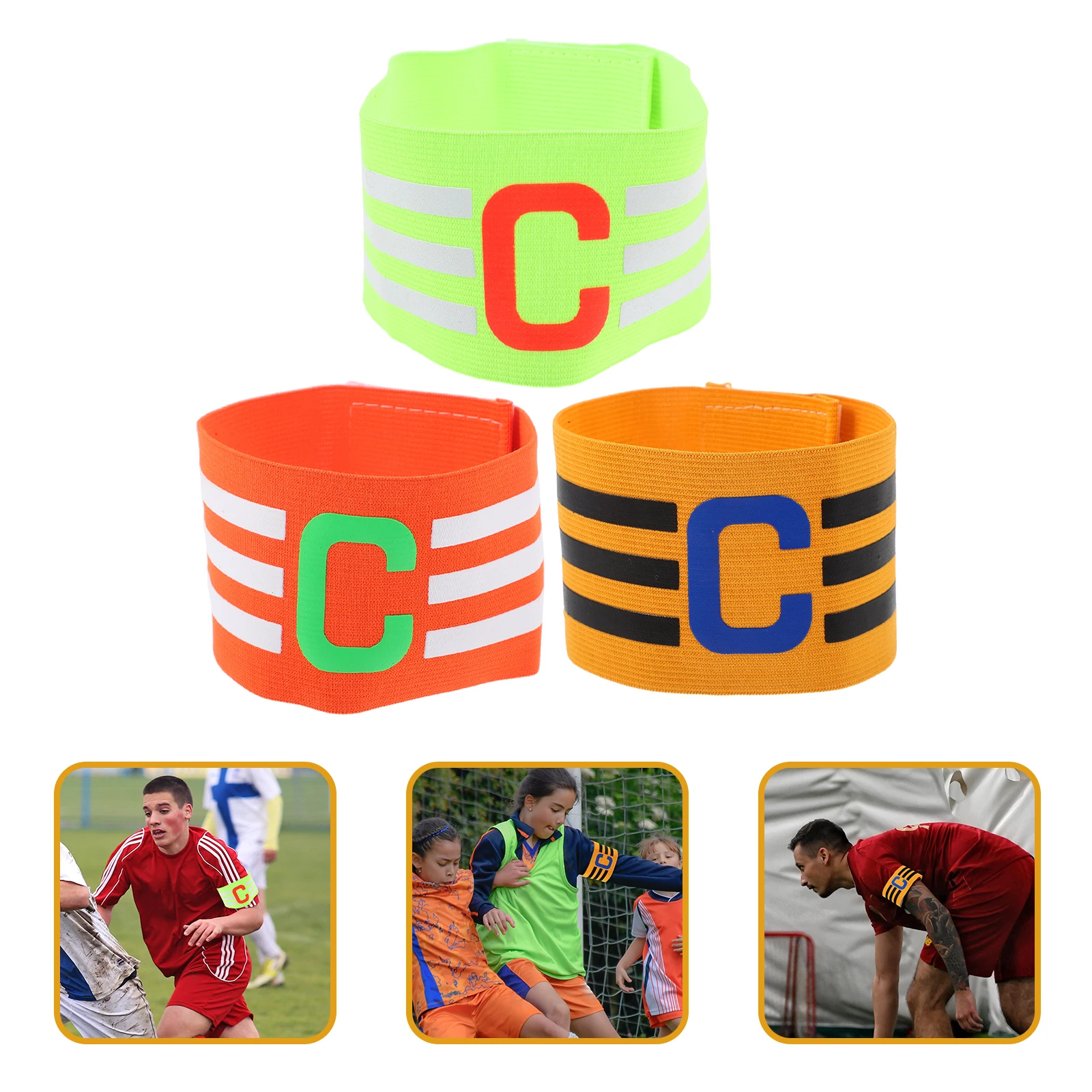 

3pcs Captain Armband Football Soccer Team Sports Leader Armbands Durable Nylon Adjustable Portable Football Captain Band Bright