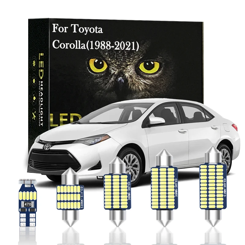 

Canbus Interior LED Light For Toyota Corolla 1988-2014 2015 2016 2017 2018 2019 2020 2021 Car Accessories Dome Map Lamps