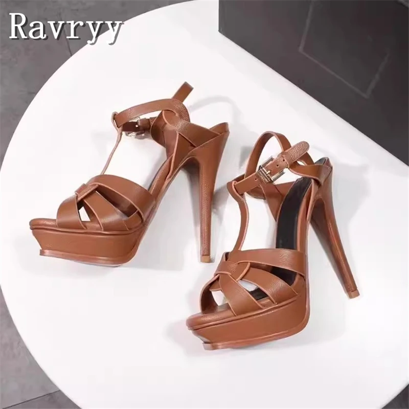 Designer Platform Super High Heels Sandals Women Summer New Open Toe Buckle Ankle Strap Stiletto Wedding Party Shoes