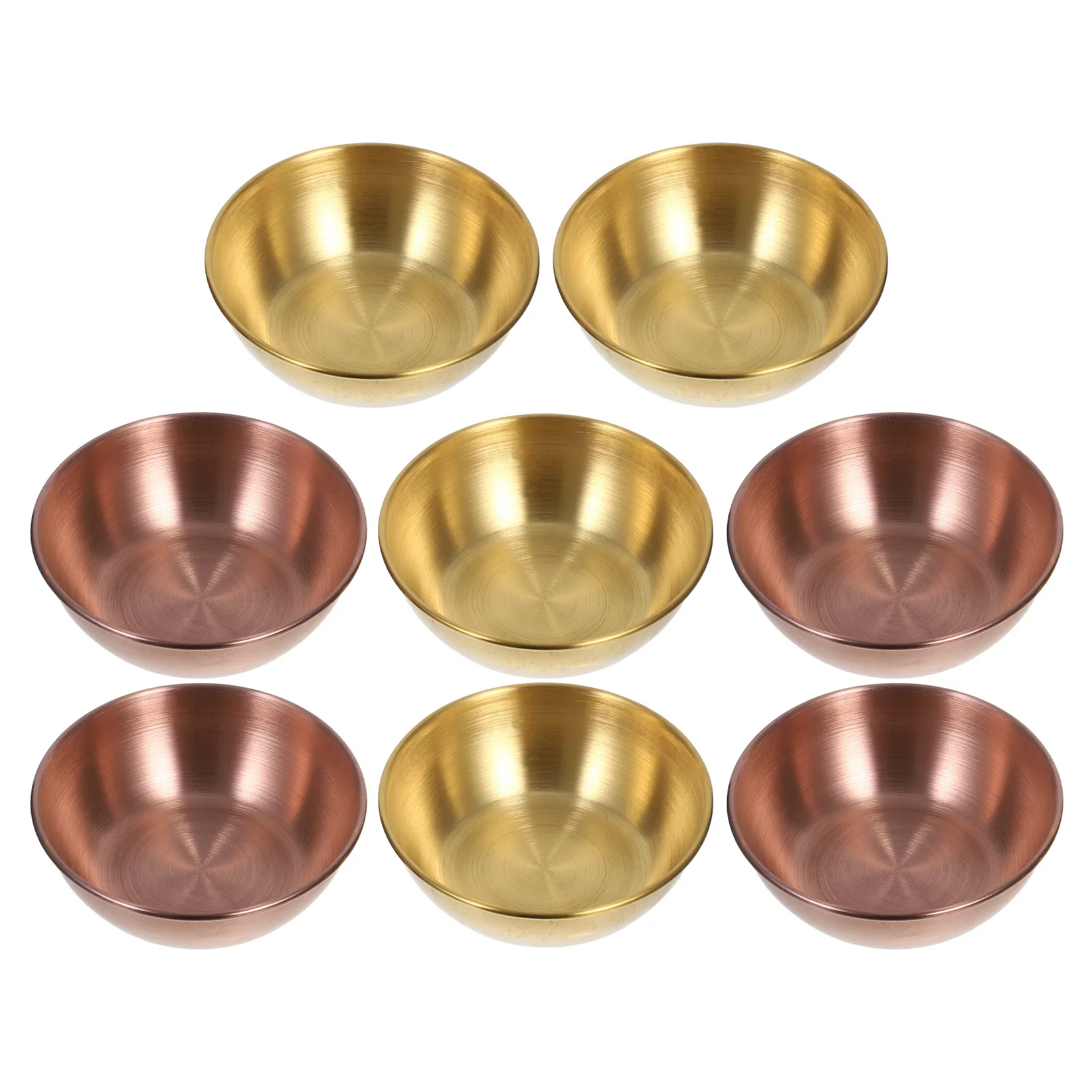 

8pcs Stainless Steel Dipping Dish Round Small Sauce Bowls For Soy Vinegar Dressing Korean Condiment Plates - Reusable Serving