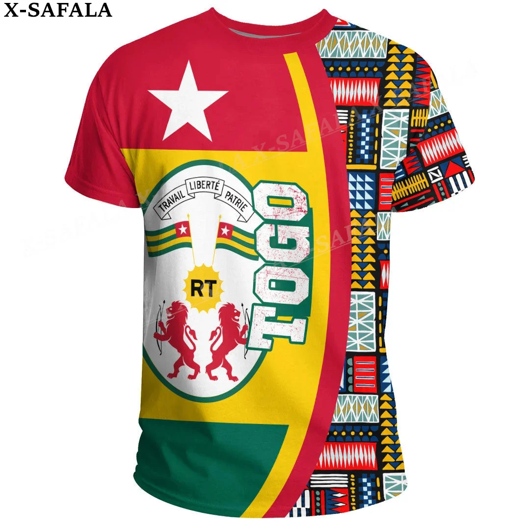 Togo Coat Of Arms Country 3D Print Mesh Fiber T-Shirt Top Summer Tees Men Streetwear Shorts Sleeve Sport Casual Clothing-3