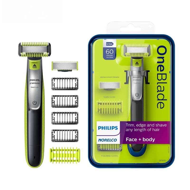 Philips Norelco OneBlade QP2630/70 Electric Shaver, Wet & Dry, Double Sided Blades, Contour-following technology