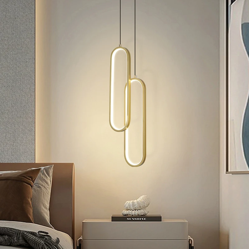 Imagem -05 - Simples Modern Led Pendant Lights Home Indoor Decor Lâmpadas de Iluminação Anel Preto Ouro Lustres Sala de Estar Quarto Estudo Varanda