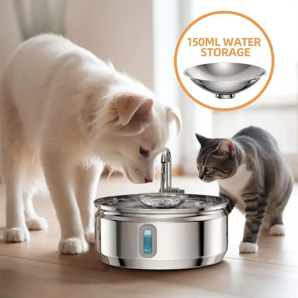 

Dog Water Feeder Stainless Steel Dog Drinking Fountain Cat Water Fountain Ultra-Quiet Transparent Window Pet Automatic Filtratio