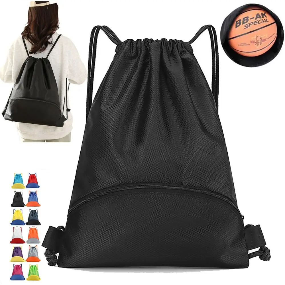 Versatile Large capacity Sports Drawstring Pocket Waterproof Oxford Lightweight Fitness Backpack Folding Sport Gym Bag Unisex