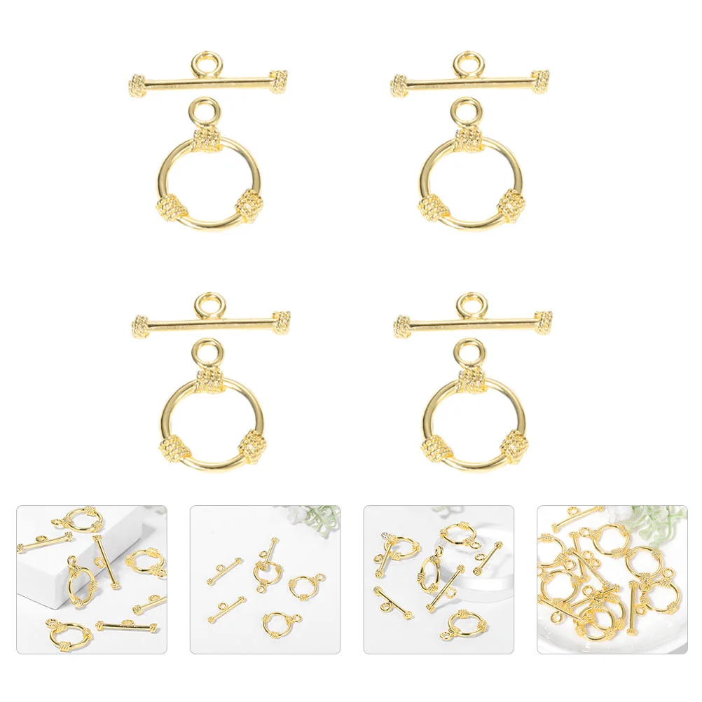 

4 Sets Button Jewelry Repair Supplies Making DIY Clasp Accessories Necklace Toggle Clasps Copper Eye-catching Materials