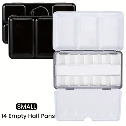 Empty Watercolor Palette Paint Tray with 14 Half Pans - Sturdy Empty Watercolor Palette Tin - Travel Watercolor Palette with Lid