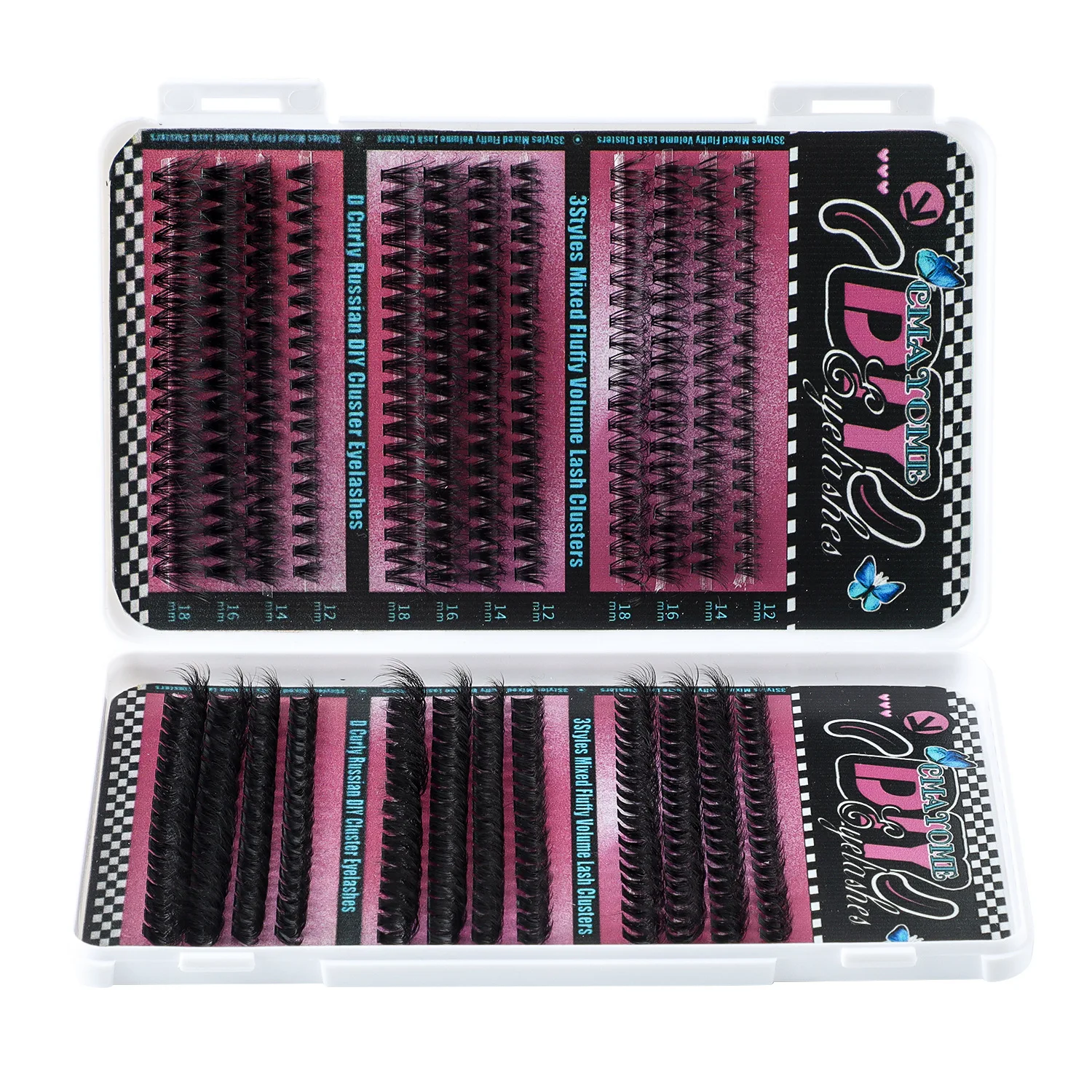 Afbeelding 6: 456 stuks DIY wimpers clusters kit 3 stijlen pluizige volume individuele wimperextensions set voor beginners