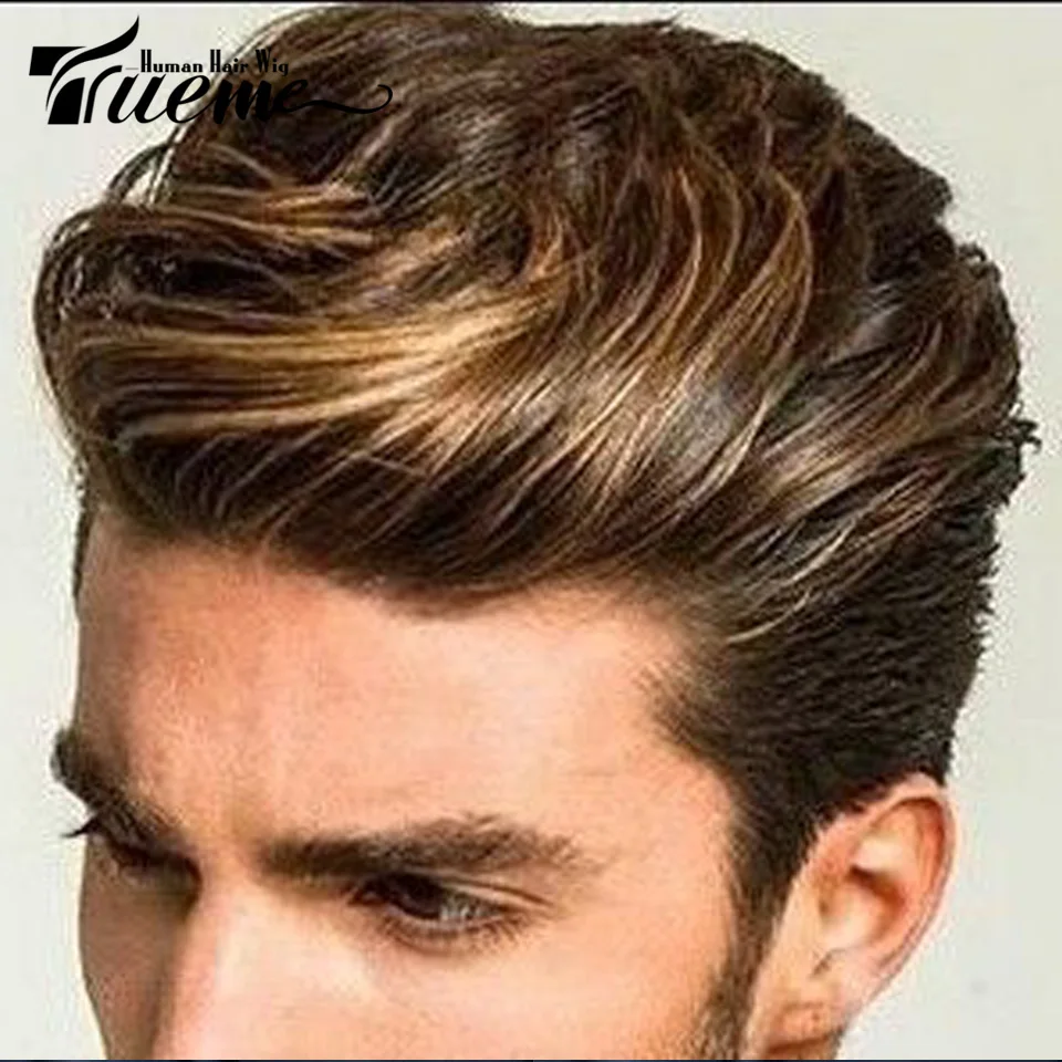 Ombre Blonde Slick Back Short Pixie Human Hair Wigs Highlight Brazilian Lace Front Human Hair Wigs For Men Human Hair Lace Wig