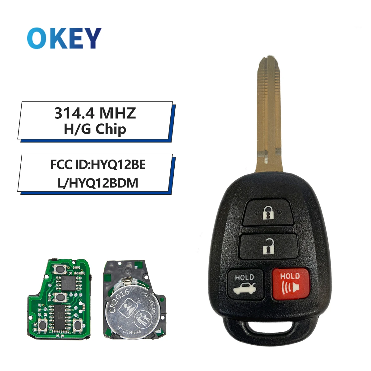 Okey Remote Control Car Key G 4D72/H 8A Chip 314.3MHz For Toyota Camry 2012-2016 Corolla 2014-2017 HYQ12BEL HYQ12BDM