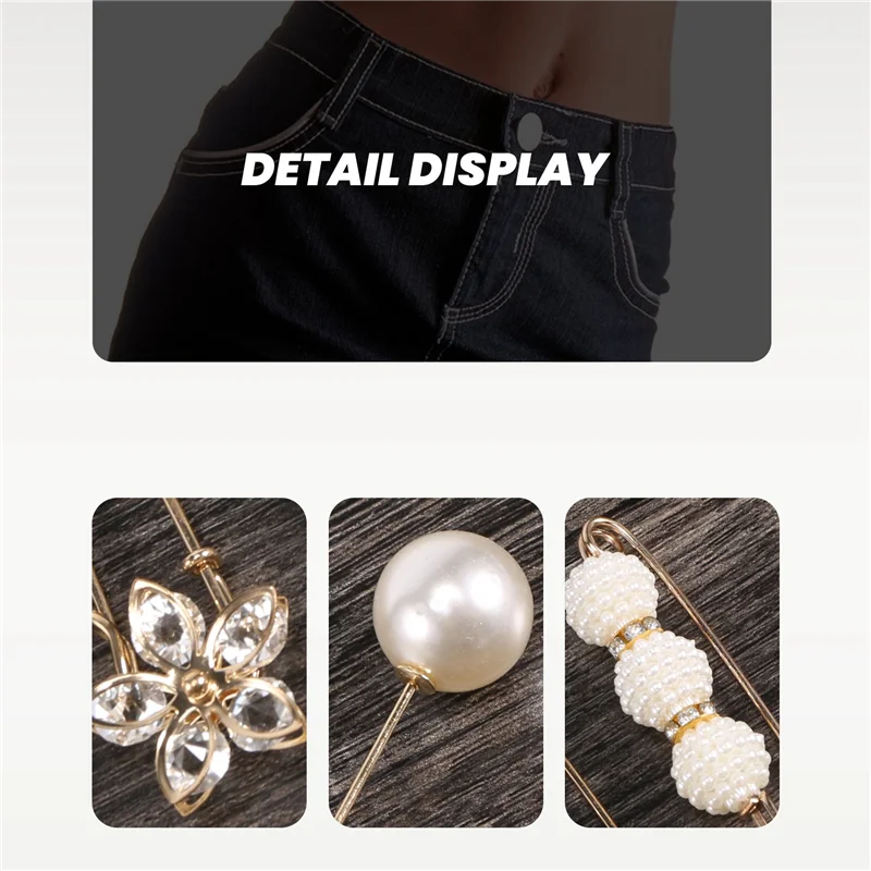 15 Uds. Clips para suéter, alfileres de seguridad de alta resistencia, broche de perla blanca de imitación, Pin para vestido, sombrero, chal, Pin, alfileres esmaltados con diamantes de imitación-AT64