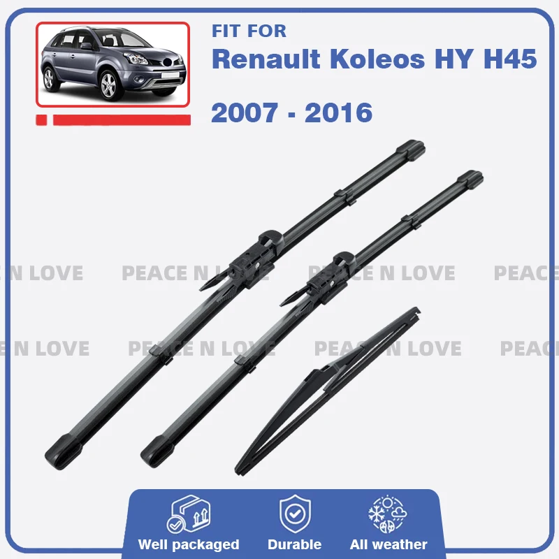 

Комплект щеток стеклоочистителя переднего и заднего стекла для Renault Koleos HY H45 2007-2016, резиновые щетки для лобового стекла, автоаксессуары
