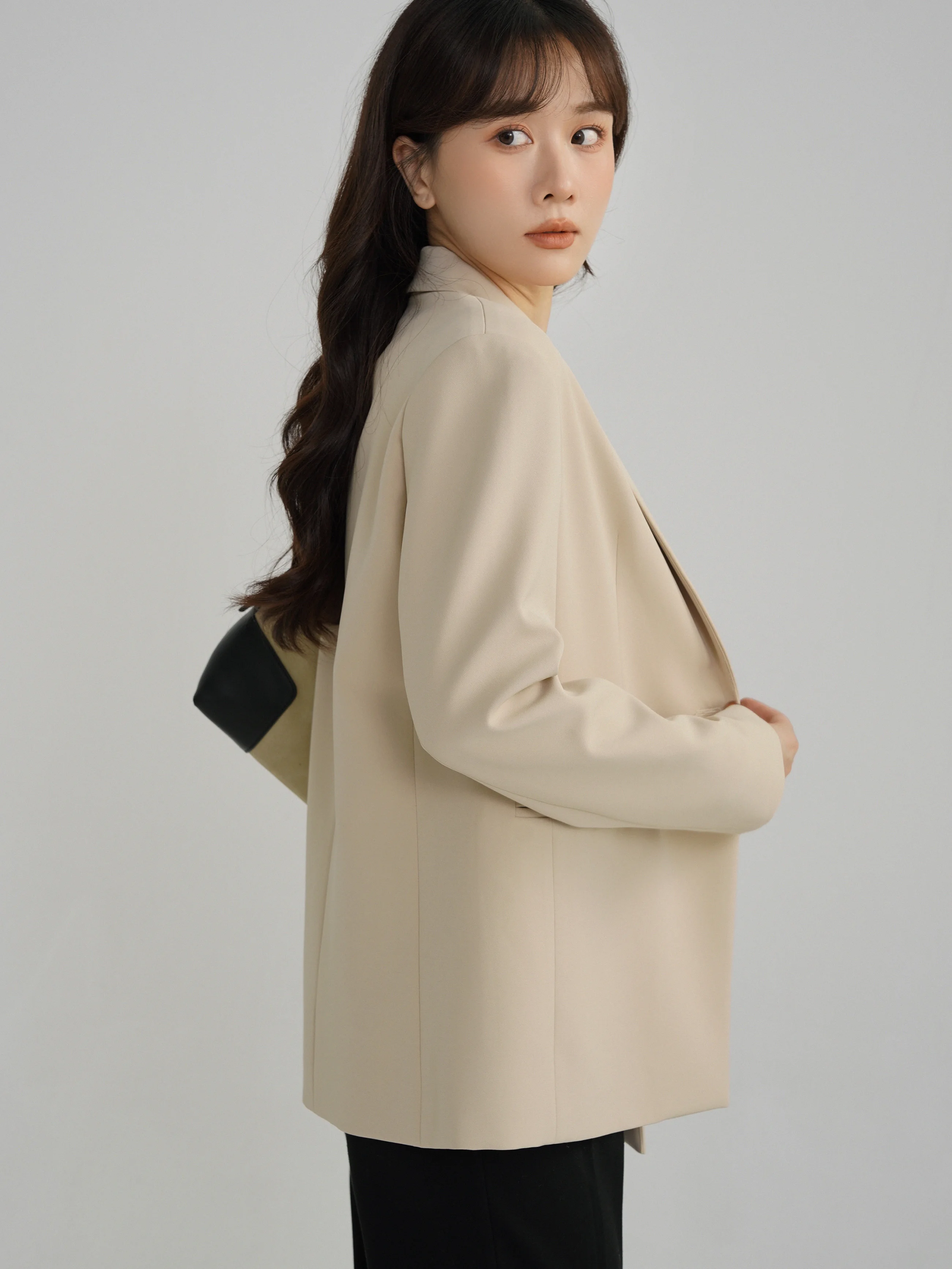 سترة نسائية كلاسيكية فضفاضة تناسب سترة أنيقة للخريف معطف مكتب غير رسمي ملابس خارجية كلاسيكية لملابس العمل أسلوب الموضة الأنيق #5