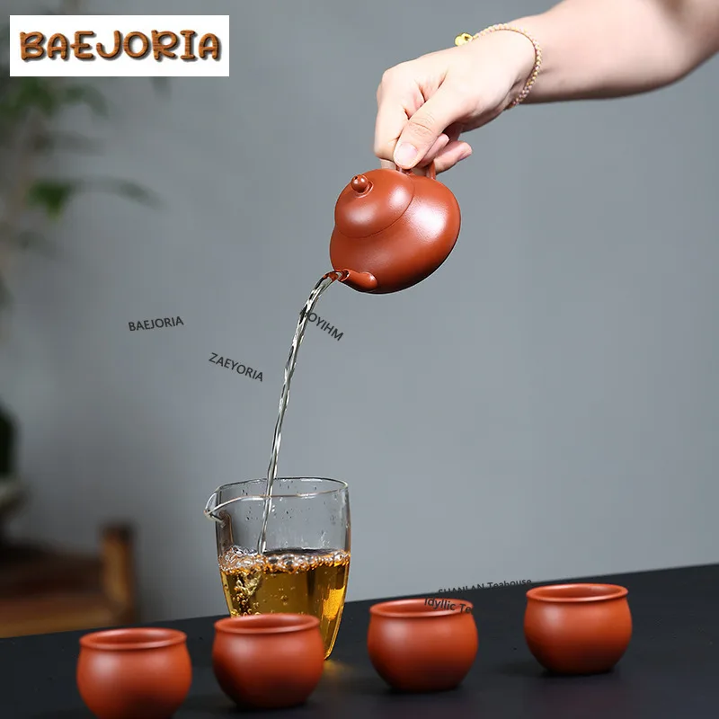 Чайник BAEJORIA 120 мл, бутик-серия, из исинской фиолетовой глины, ручной работы, короткий грушевидный чайник из необработанной руды Чжу Муд, чайный сервиз из чиза, чайные принадлежности.