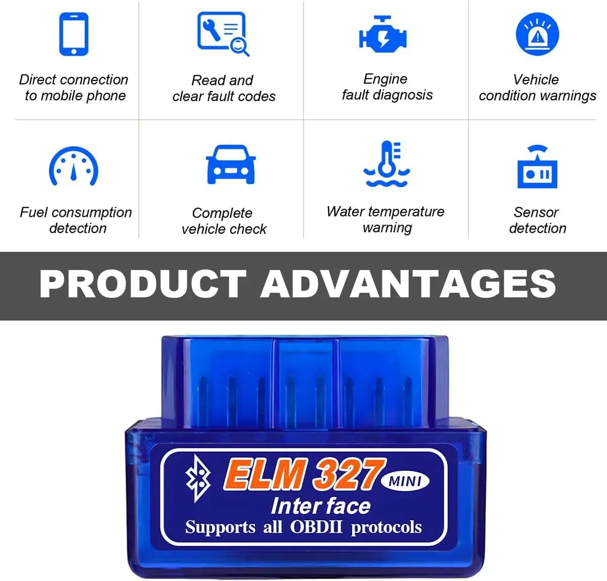 OBDII Auto Diagnostic Scanner, ELM327 Automotive Scan Tool And Professional Bluetooth Engine Fault Code Reader, Universal
