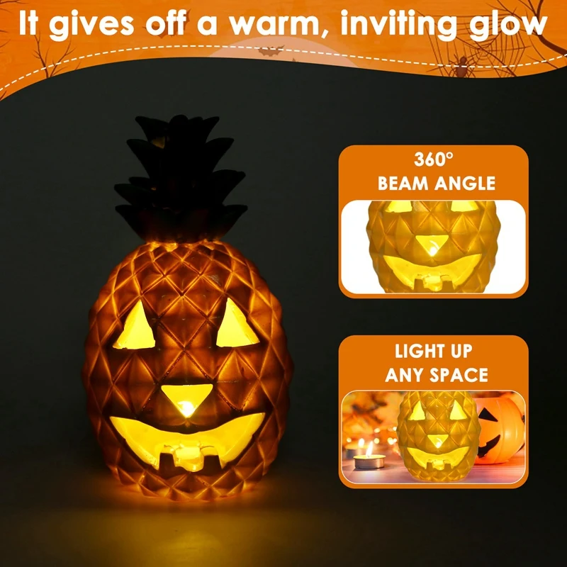 Pineapple Lantern - Yellow Light Halloween Pineapple Lantern Decoration Resin Pineapple Lantern With Inner Light
