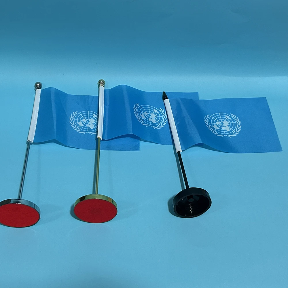 SKY FLAG Office Desk Flag of United Nations Flag 14x21cm Polyester UN United Nations Flag Desk Ornaments Flags