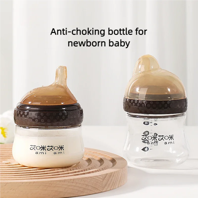 Newborn Baby Bottles Anti-Choke Glass Feeding Bottle Wide Caliber Imitation Breast Infant Nursing Bottle With BPA-Free