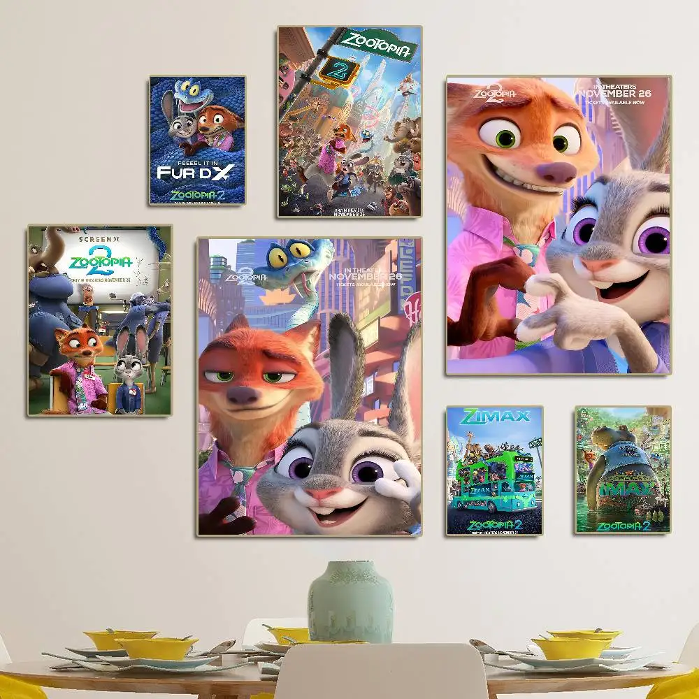 الكرتون Z-Zootopia 2 ملصقات الفيلم الكلاسيكي HD جودة ملصق جدار الفن اللوحة دراسة الشمال ديكور المنزل