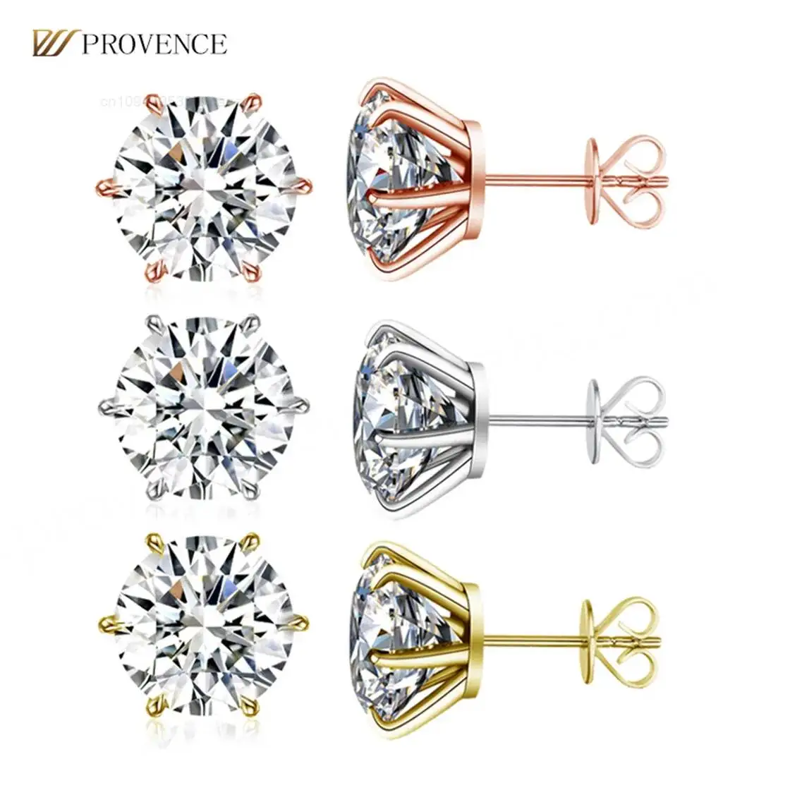 

Custom Fine Jewelyr Earrings 6 Claw Inlay Real Solid 18k 14k 10k Gold Earring Round Cut 1 2 4 Carat Lab Grown Diamond Earings