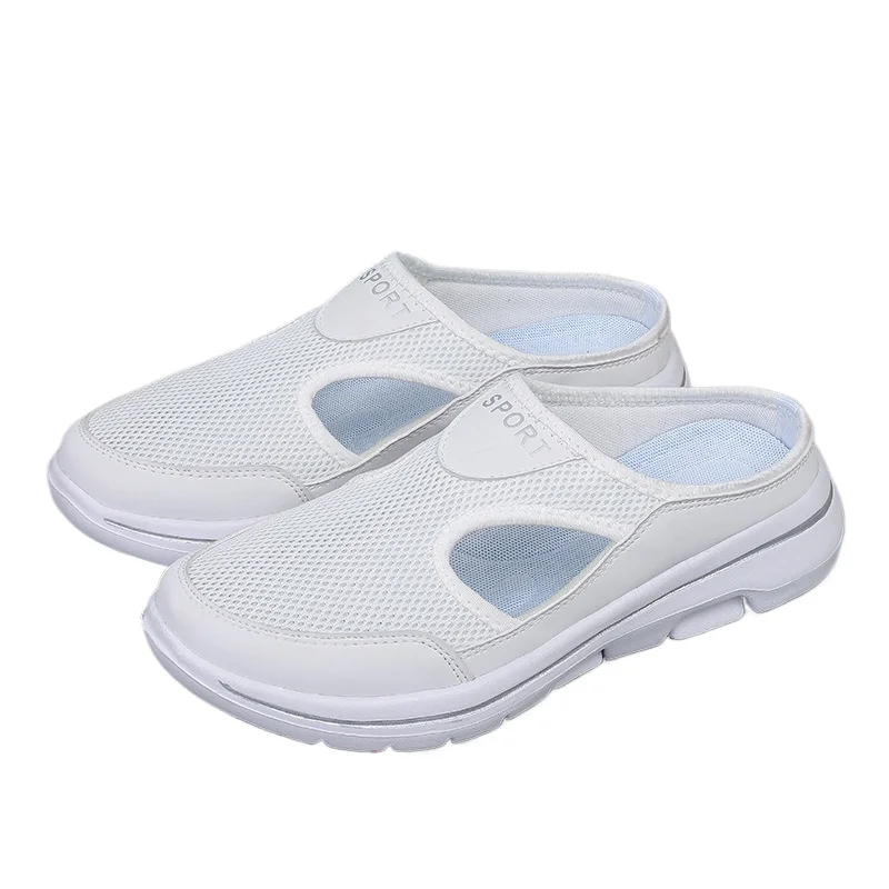 Slippers Vrouwen Zomer Mode Schoenen Voor Vrouwen Mannen Licht Ademend Paar Halve Slippers Outdoor Casual Muiltjes Plus Maat 35-48