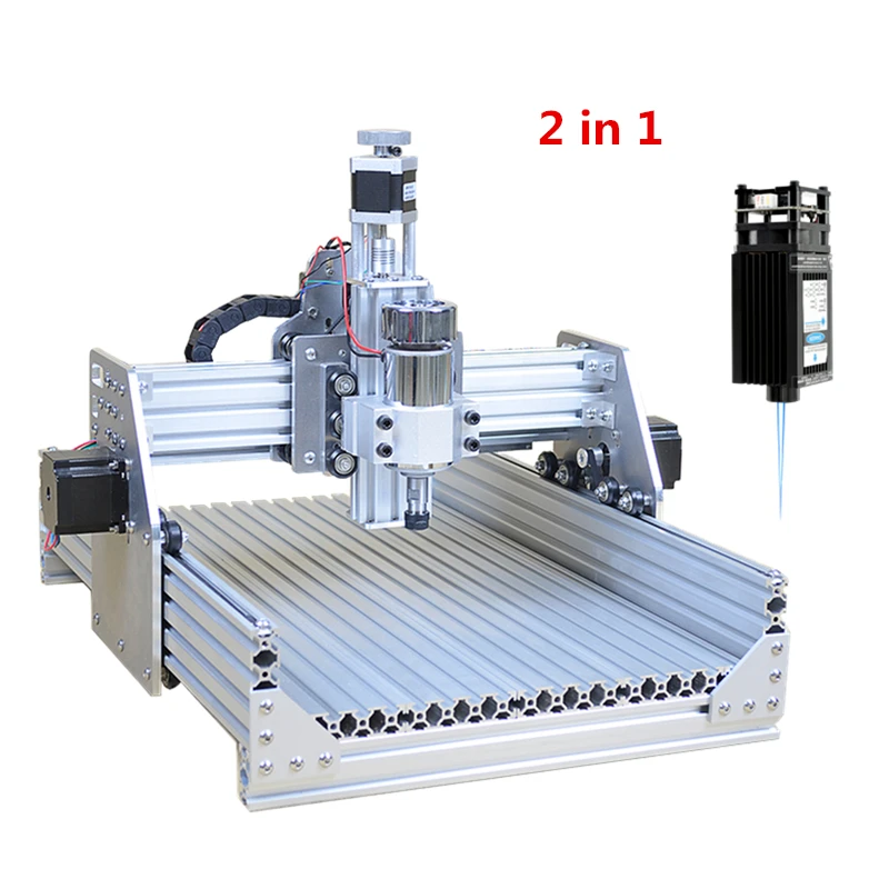 LY Smontato Pack FAI DA TE 2030 3 Assi Mini Router di CNC Incisore Macchina Per Incidere 500 MW 2500 mW 2 in 1 Motore Mandrino 300 W