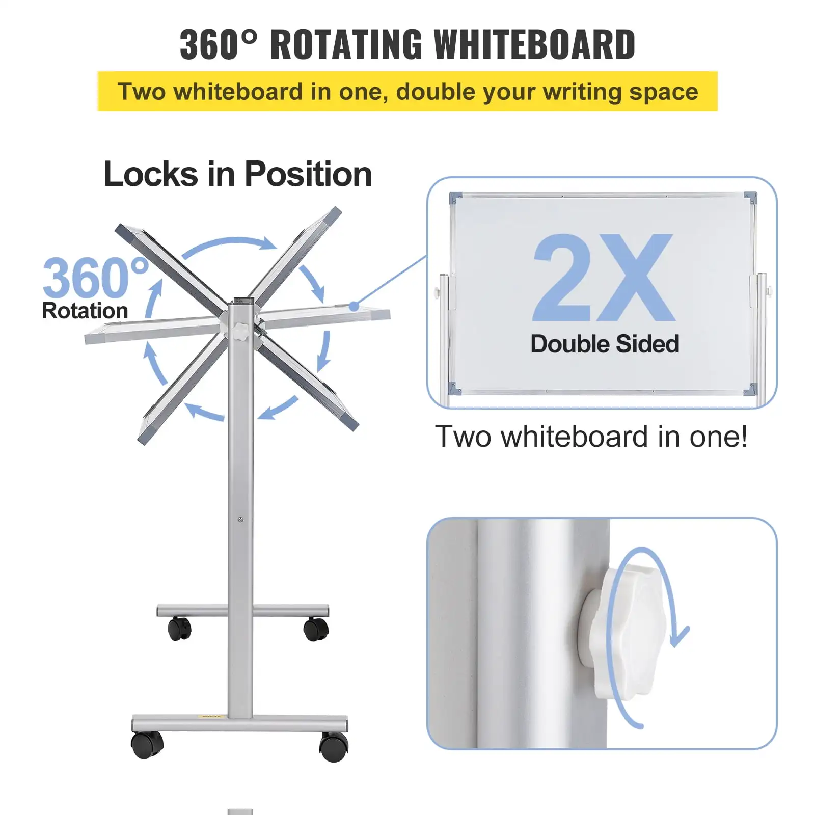 KFFKFF Magnetic Double Sided Whiteboard with Stand