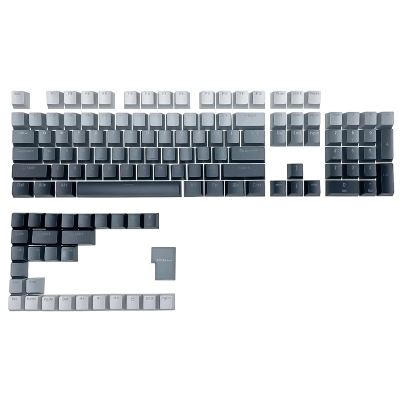 

Gradients Gray Keycaps Double Shot PBT Through Keycaps for PC Gamers Dropship