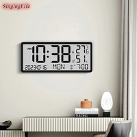 LCD Large Screen Digital Wall Clock Temperature Humidity Time Display Multifunctional Electronic Dual Alarm Clock Room Decors