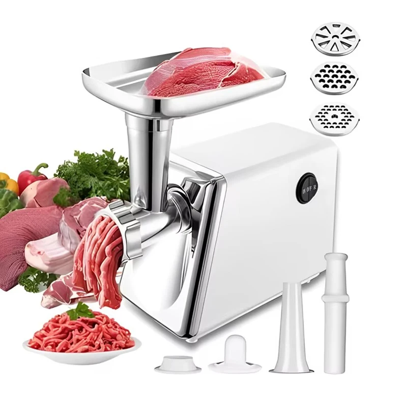 

Electric Meat Grinder Sausage Maker with 3 Grinding Plates Food Pusher Meat Mincer Juicer Food Grinder for Home Kitchen