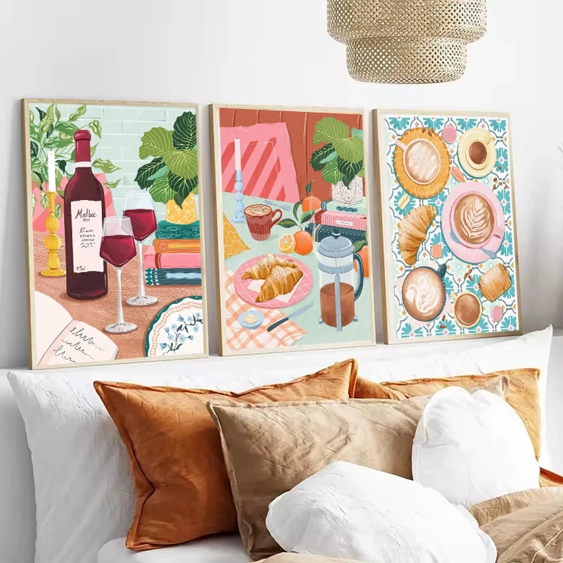 كوكتيل الفاكهة الليمون الغذاء قماش اللوحة الاسكندنافية بسيطة الجدار ملصق فني وطباعة غرفة المعيشة المنزلي المطبخ الديكور #4