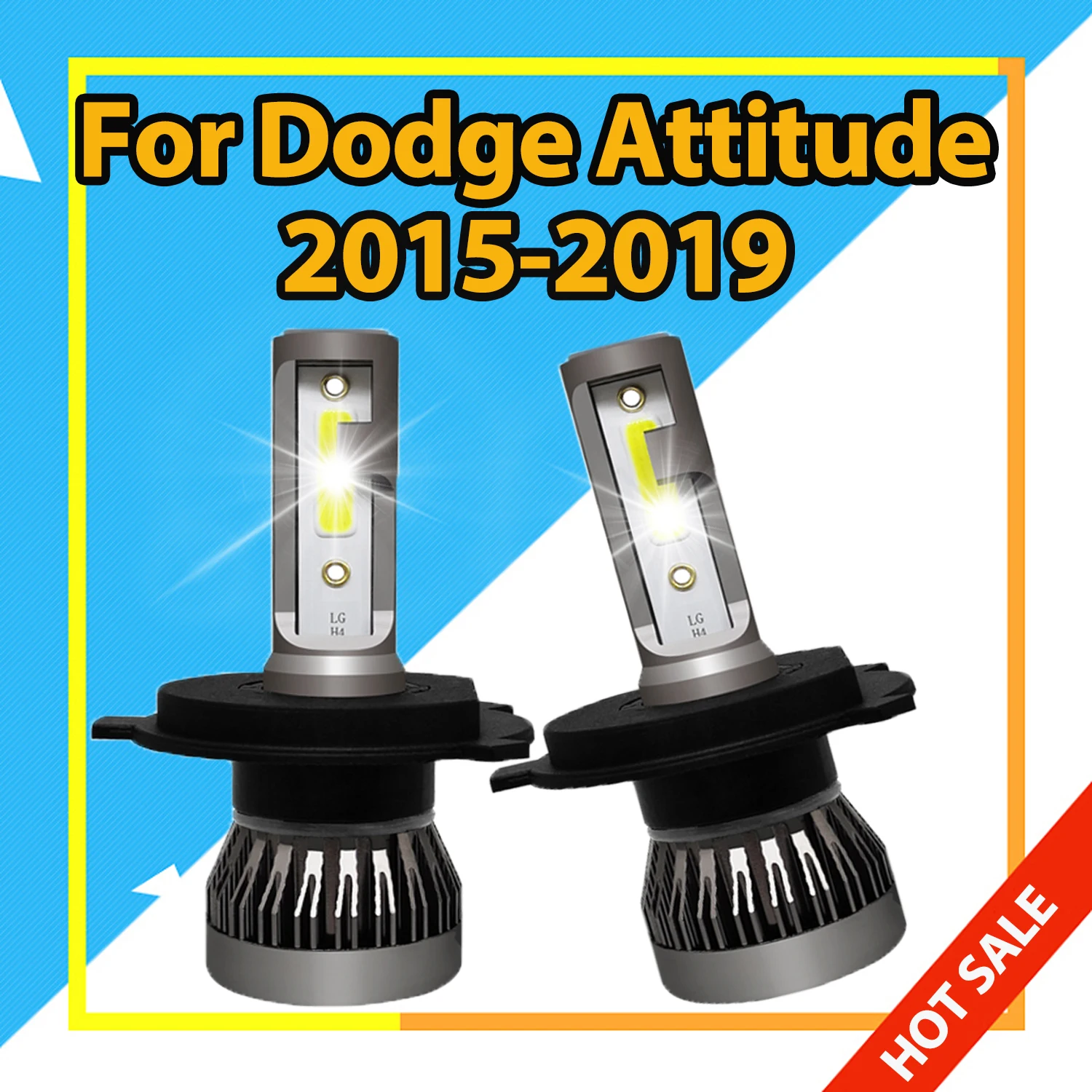 

H4 светодиодный комплект для переоборудования фар, лампы для Dodge Attitude 2015-2019, Hi/Lo Beam, автозапчасти, лампочки с подсветкой чипов COB