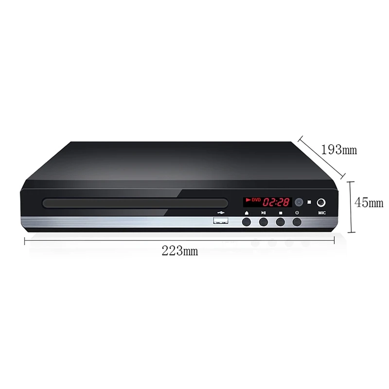 DVD Player High-defination 1080P Home DVD Player Box For TV All Region Free DVD CD-Discs Player AV-Output Built-in MIC-port