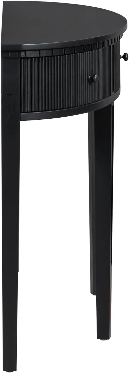 Modern Half-Moon Sofa Console Table with 3 Storage Drawers, Wooden Entryway Hallway Foyer Table