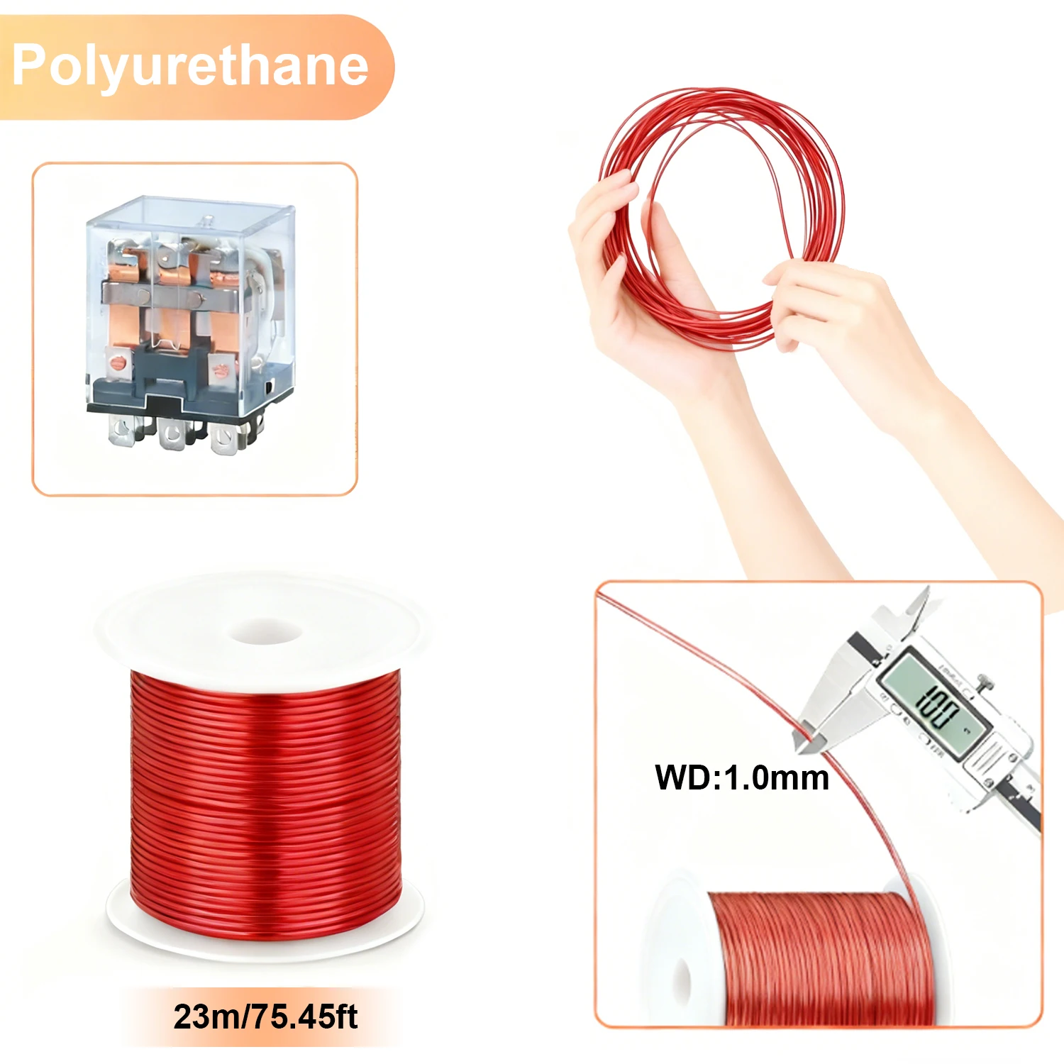 

50g red polyurethane coated copper insulated wire with wire dia 0.1~1.0mm suitable for electrical equipment winding applications