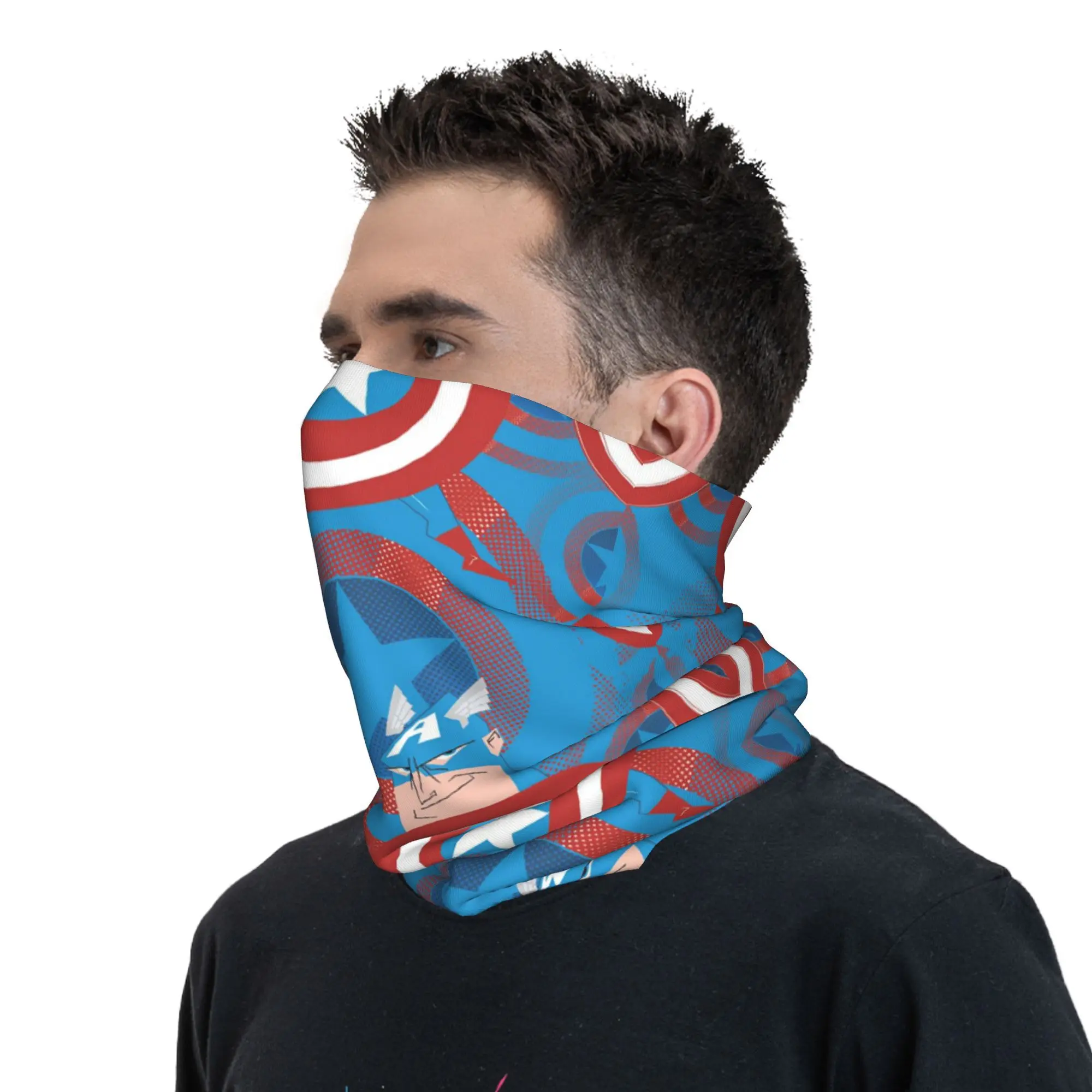 Custom Captain America Shield Dots Winter Headband Neck Warmer Men Women Ski Hunting Tube Scarf  Face Bandana Gaiter