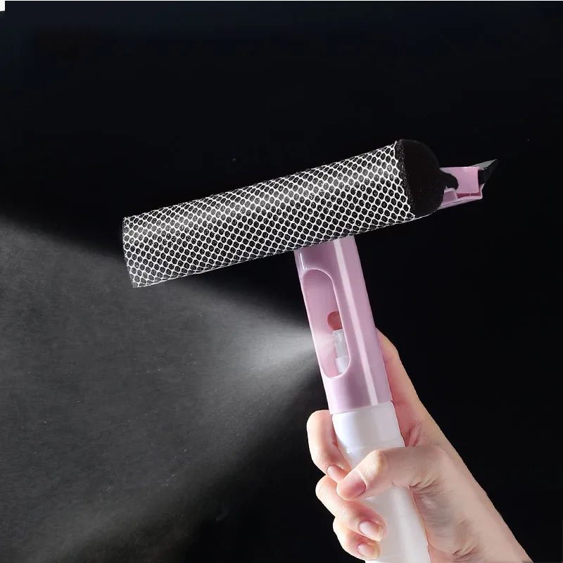 3 In 1 Window Cleaning Brush Glass Wiper for Bathroom Mirror Window With Spray Double-sided Window Cleaner Squeegee Wiper