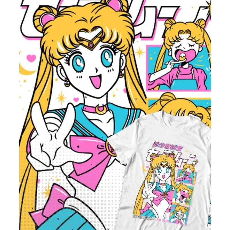Adult and Children's Sailor Moon Character Pure Cotton Short Sleeves, Couple and Best Friend Personalized Outfits