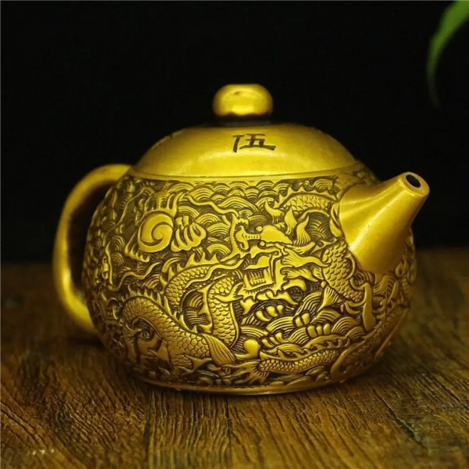 Retro Nine Dragons  Teapot Ornament Decoration Tea Pet Figurines Desk Decor Accessories