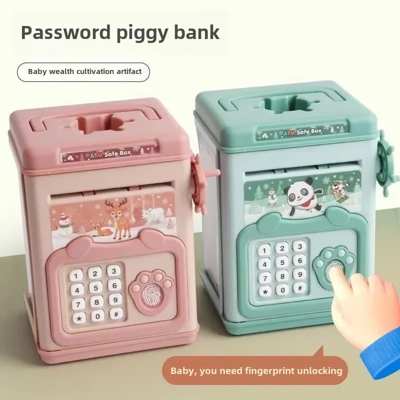 Children's Piggy Bank Toy Electric Fingerprint Password Lock Large Capacity Only in The Cartoon Panda Creative Piggy Bank