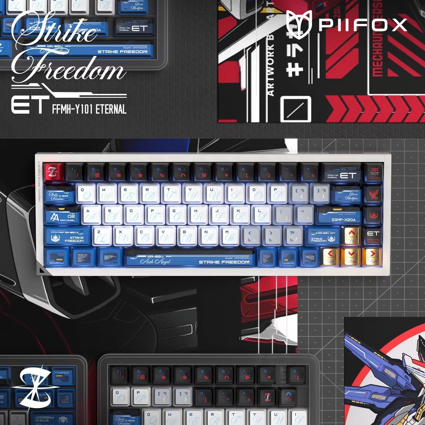 PIIFOX KC-QXZY PC Keycaps Original Metallic Paint Keycap Sublimation Keyboard Keycaps Customized PC Accessories Gifts