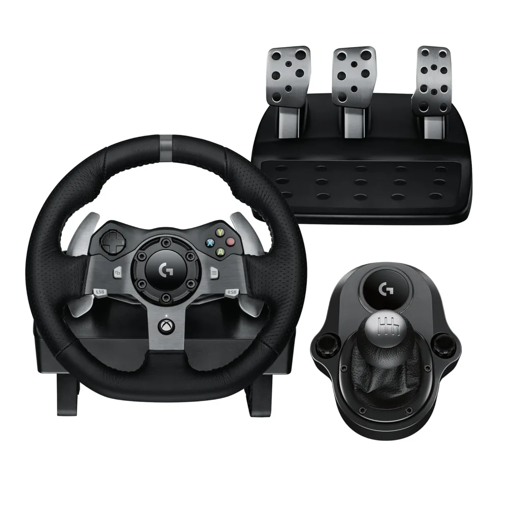 G920 Driving Force Racing Wheel and Pedals, Force Feedback + Logitech G Driving Force Shifter