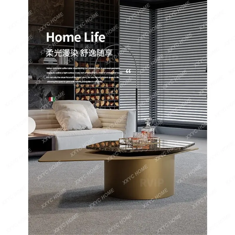 XX Luxury Rotating Marble Coffee Table Irregular Creative Minimalist Modern Tea Table