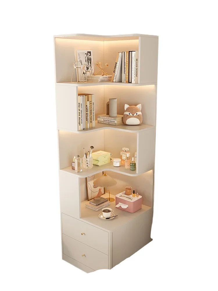 

Cream wind bedroom bedside shelf integrated, storage cabinet, small apartment children's corner bookshelf