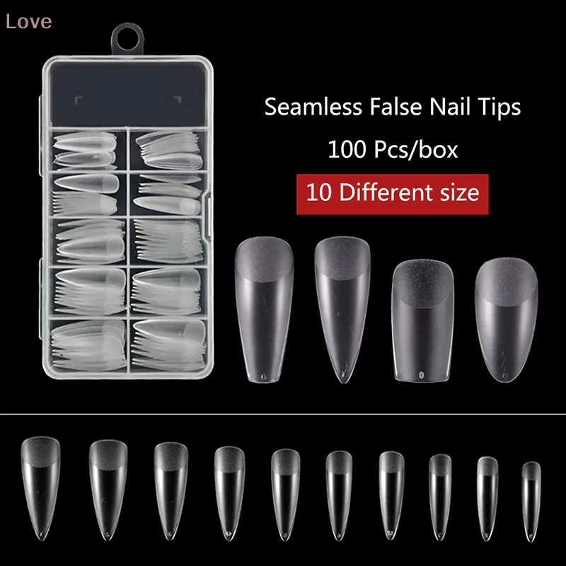 [P] 100Pcs Full Cover Frosted And No Trace Fake Nail Artific